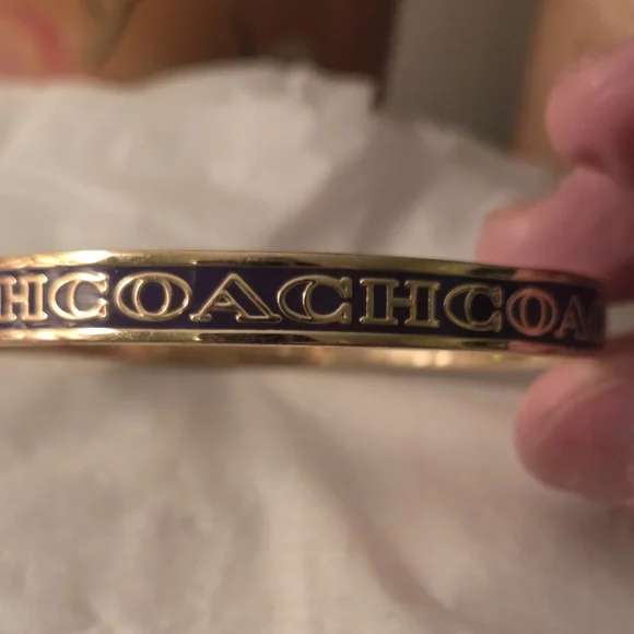 Coach Gold and Black Enamel Bangle Bracelet - Picture 2 of 2